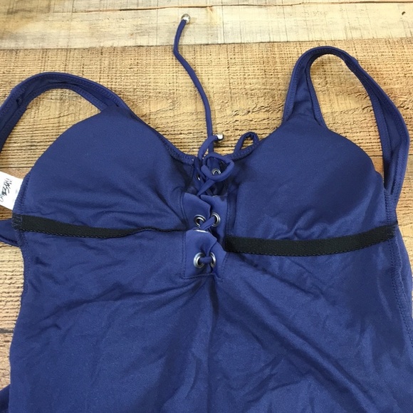 Mossimo Swimsuit Womens‎ Small Dark Night Blue Lace Up One Piece Swimwear - Picture 11 of 14